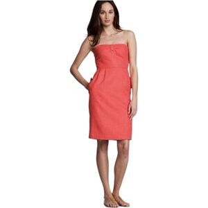 J. Crew linen blend strapless dress metallic coral size 6
